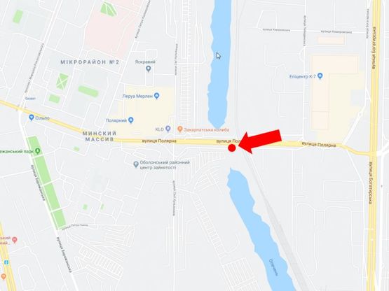 Схема рекламної площини за адресою Полярная ул., в сторону супермаркета "Leroy Merlyn",  ул. Автозаводской