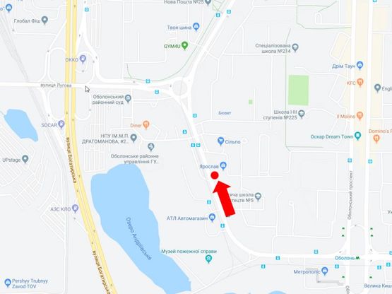 Схема рекламной плоскости по адресу Малиновского ул., 9, возле супермаркета "Сильпо", в сторону ул. Тимошенко