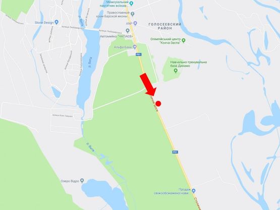 Схема рекламної площини за адресою Столичное шоссе, 1 км от базы "Динамо", из Киева