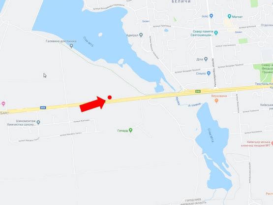 Схема рекламної площини за адресою Победы пр., 600 м.  до ул. Ушакова, в центр