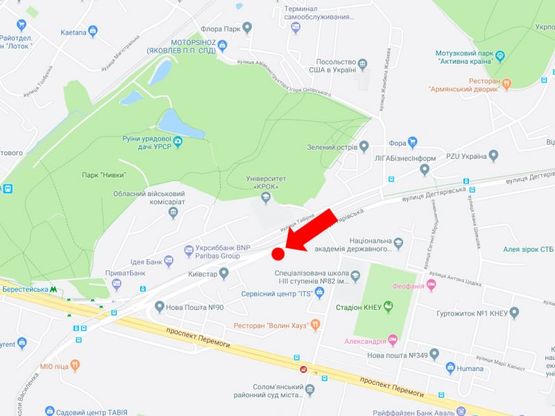 Схема рекламної площини за адресою Дегтяревская ул. 51, на светофоре, в сторону пр. Победы