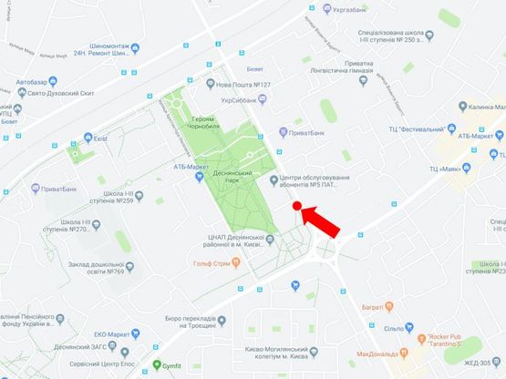 Схема рекламної площини за адресою Драйзера ул. - Маяковского пр., кинотеатр "Флоренция", в сторону Бальзака ул.