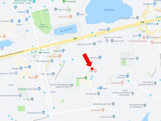 Схема рекламної площини за адресою Руденко ул. 7, в сторону ул. Вишняковской