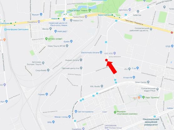 Схема рекламной плоскости по адресу Василенко ул. - ул. Выборгская, в сторону пр. Победы, ст.м. "Берестейская"