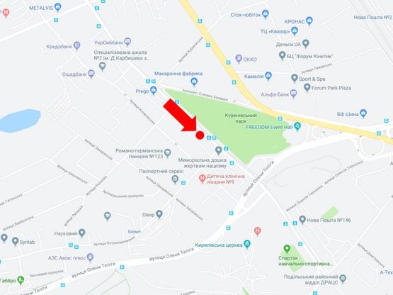 Схема рекламної площини за адресою Кирилловская ул.  (бывш. ул. Фрунзе), 111, в сторону ул. Телиги