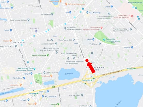 Схема рекламной плоскости по адресу Ревуцкого ул. 35, в сторону ул. Тростянецкой