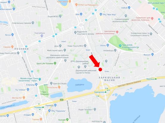 Схема рекламной плоскости по адресу Ревуцкого ул. 35, в сторону ст.м. "Харьковская", пр. Бажана