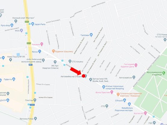 Схема рекламной плоскости по адресу Стеценко ул. 55, в сторону центра