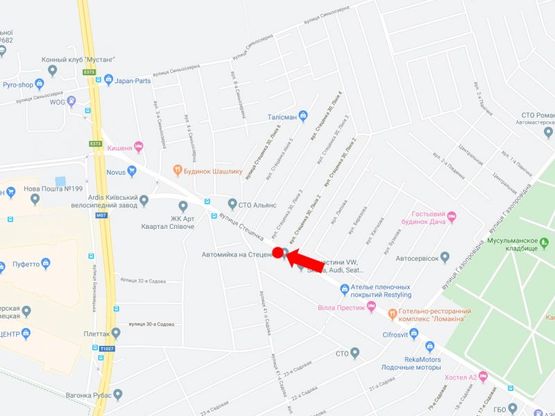 Схема рекламної площини за адресою Стеценко ул. 55, в сторону ТРЦ "Лавина молл", супермаркетов "Ашан, "Эпицентр"