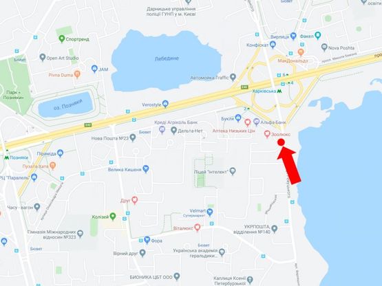 Схема рекламной плоскости по адресу Ревуцкого ул. 42-В, ст.м. "Харьковская", в сторону пр. Бажана