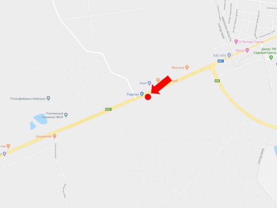 Схема рекламной плоскости по адресу Броварской пр., возле магазина "Flagman", в центр