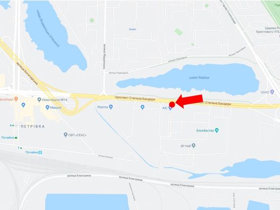 Схема рекламної площини за адресою Бандеры пр. (бывш. Московский пр.) 28, возле супермаркета "Метро", в сторону ст.м. "Почайна"