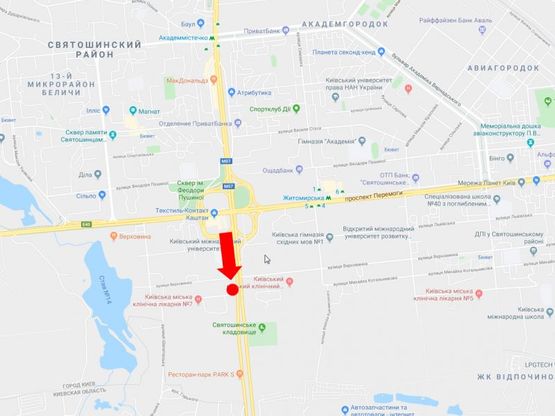 Схема рекламної площини за адресою Кольцевая дорога - ул. Котельникова, в сторону пл. Одесской