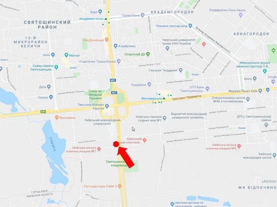 Схема рекламної площини за адресою Кольцевая дорога - ул. Котельникова, в сторону пр. Победы