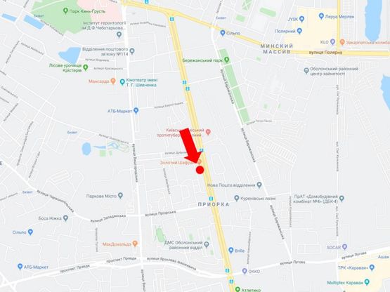 Схема рекламной плоскости по адресу Автозаводская ул. 41, ресторан "Золотой шафран", в сторону ул. Луговая