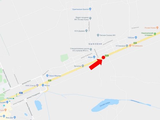 Схема рекламної площини за адресою Броварской пр., 65 - ул. Радистов, разделитель, из центра