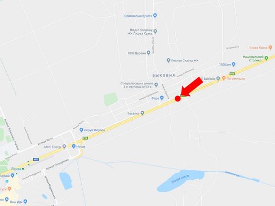 Схема рекламной плоскости по адресу Броварской пр., 65 - ул. Радистов, разделитель, в центр