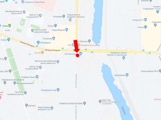 Схема рекламной плоскости по адресу Кульженков семьи ул. (бывш. Дегтяренка ул.) - ул. Полярная, в сторону ТРЦ "Караван", ул. Луговая