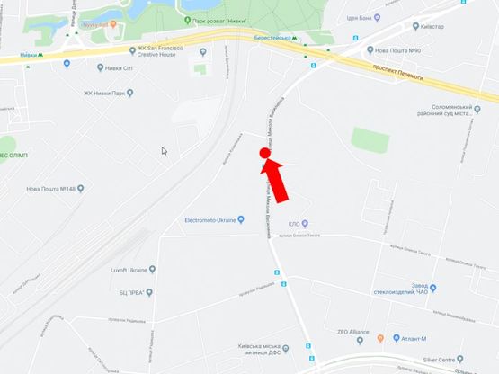 Схема рекламної площини за адресою Василенко ул., 2 - ул. Козелецкая, в сторону пр. Победы, ст.м. "Берестейская"