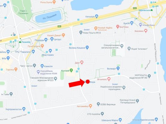 Схема рекламной плоскости по адресу Вишняковская ул., 17 - ул. Руденко, возле супермаркета "Фора"