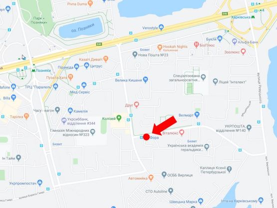 Схема рекламной плоскости по адресу Вишняковская ул., 17 - ул. Руденко, возле супермаркета "Фора"