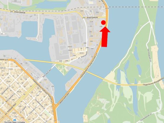 Схема рекламної площини за адресою Набережно-Рыбальская ул., 100м до поворота на Электриков ул., в сторону Героев Сталинграда пр.