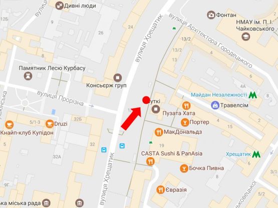 Схема рекламной плоскости по адресу Крещатик ул., 17, возле ст. м. "Крещатик", в сторону Независимости пл.