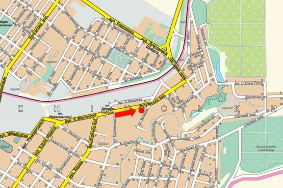 Схема рекламной плоскости по адресу Полтавская ул., 73, возле супермаркета "АТБ"