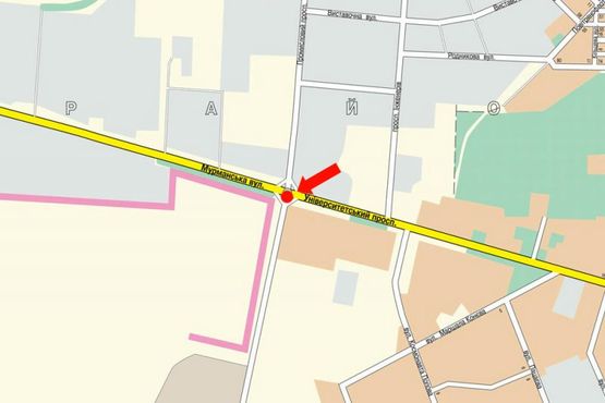 Схема рекламной плоскости по адресу Тельнова ул. (бывш. Правды пр.) / Мурманская ул., возле АЗС "Альянс"