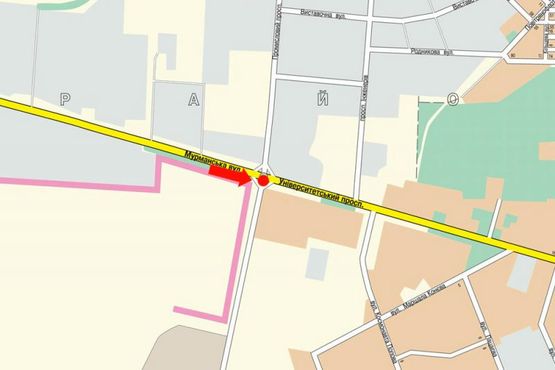 Схема рекламной плоскости по адресу Тельнова ул. (бывш. Правды пр.) / Мурманская ул., возле АЗС "Альянс"