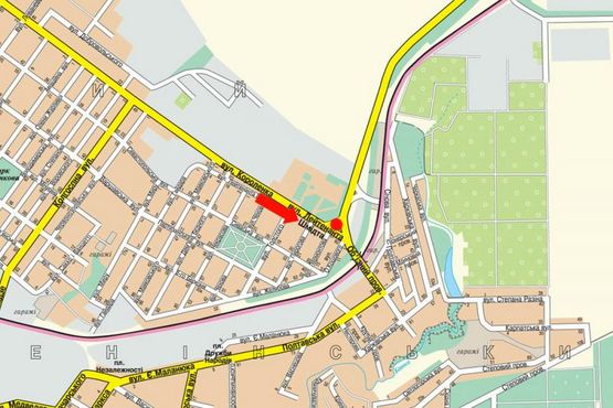 Схема рекламной плоскости по адресу Короленко ул. / Шухевича ул. (бывш. Шмидта ул.), возле автовокзала