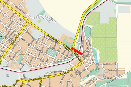 Схема рекламной плоскости по адресу Короленко ул. / Шухевича ул. (бывш. Шмидта ул.), возле автовокзала