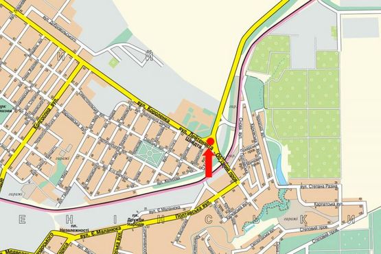 Схема рекламной плоскости по адресу Шухевича ул. (бывш. Шмидта ул.) / Короленко ул., возле автовокзала, аеропорта