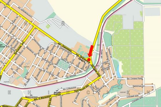 Схема рекламной плоскости по адресу Шухевича ул. (бывш. Шмидта ул.) / Короленко ул., возле автовокзала, аеропорта