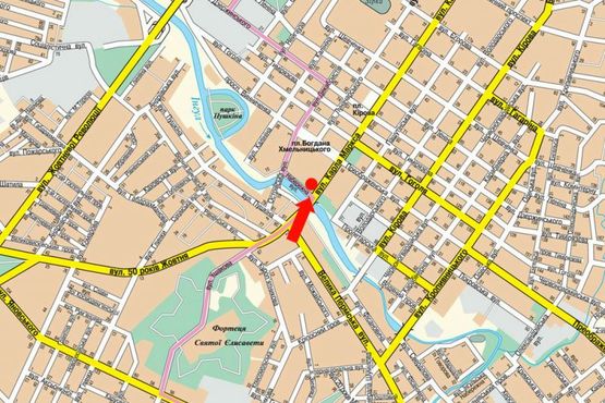 Схема рекламной плоскости по адресу Б. Перспективная ул. (бывш. Маркса ул.) / Набережная ул., напротив супермаркета "Сильпо", центрального рынка