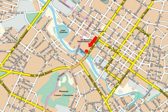 Схема рекламной плоскости по адресу Б. Перспективная ул. (бывш. Маркса ул.) / Набережная ул., напротив супермаркета "Сильпо", центрального рынка