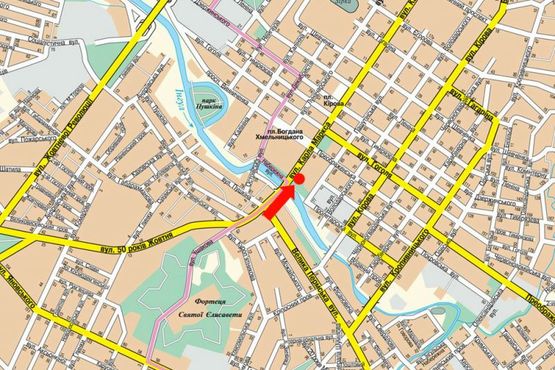 Схема рекламной плоскости по адресу Б. Перспективная ул. (бывш. Маркса ул.) / Набережная ул., рядом с ЦУМ, супермаркетом "Сильпо", центральным рынком