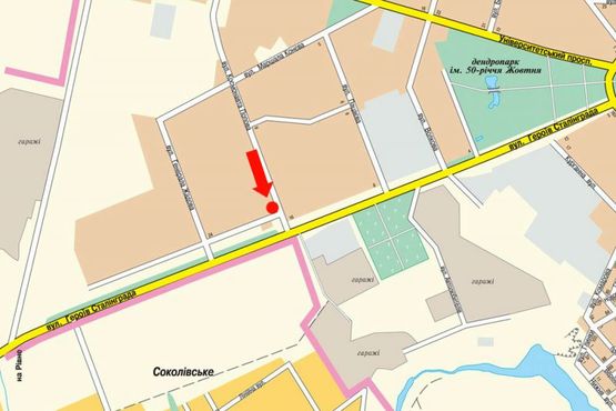 Схема рекламной плоскости по адресу Попова ул. / Героев Украины ул. (бывш. Героев Сталинграда ул.), возле рынка "Август"