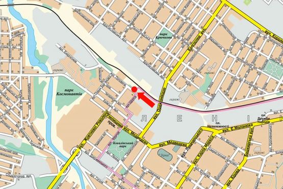 Схема рекламной плоскости по адресу Поповича ул., возле ж/д вокзала