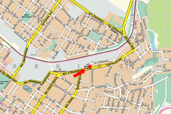 Схема рекламной плоскости по адресу Дружбы Народов пл. / Полтавская ул. / Маланюка ул., супермаркет "АТБ", из центра