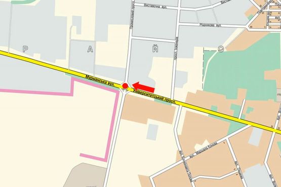 Схема рекламной плоскости по адресу Тельнова ул. (бывш. Правды пр.) / Мурманская ул., из центра, возле АЗС "Укрнафта", "Shell"