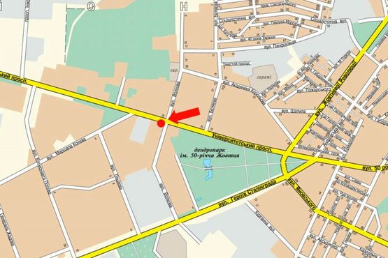 Схема рекламной плоскости по адресу Тельнова ул. (бывш. Правды пр.) / Волкова ул., возле магазина "АБВ - техника", пиццерии "Челентано", из центра