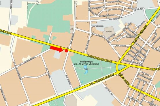 Схема рекламной плоскости по адресу Тельнова ул. (бывш. Правды пр.) / Волкова ул., возле магазина "АБВ - техника", пиццерии "Челентано", в центр