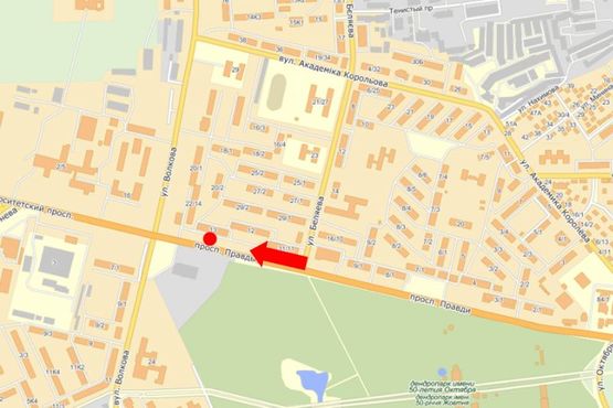 Схема рекламной плоскости по адресу Тельнова ул. (бывш. Правды пр.), 13, из центра