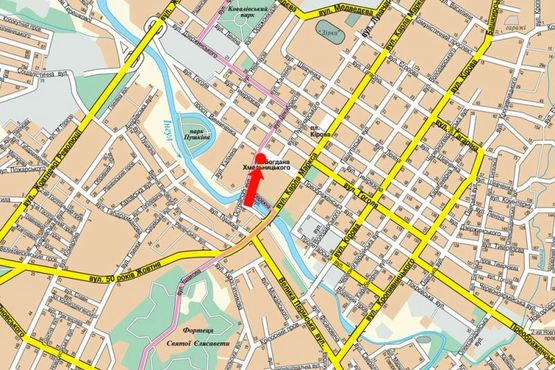 Схема рекламной плоскости по адресу Хмельницкого пл. / Островского ул., дом быта "Ингул", кукольный театр