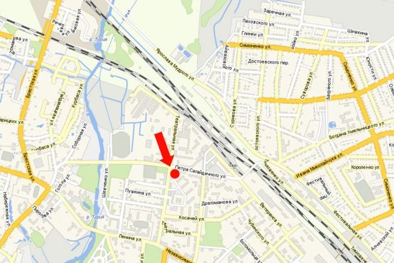 Схема рекламної площини за адресою Сагайдачного П. ул. / ул. Театральная, возле салона "ЮMC"