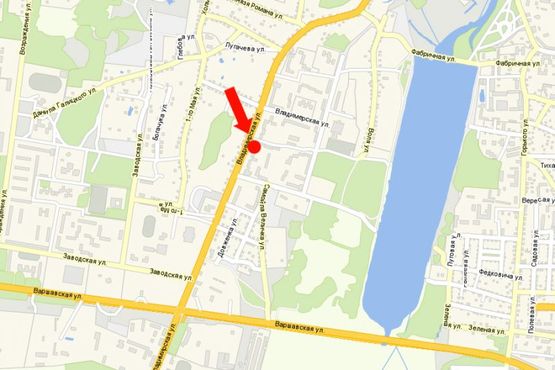 Схема рекламної площини за адресою Владимирская ул., 99, возле магазина "Авоська"