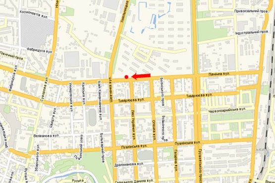 Схема рекламной плоскости по адресу Украинки Л. ул. / ул. Северная