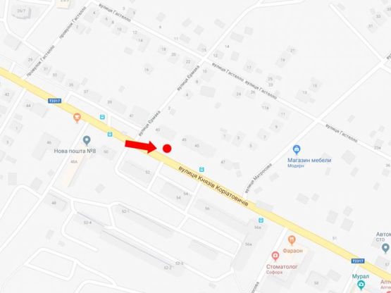 Схема рекламной плоскости по адресу Корятовичей Кн. ул. / ул. Чкалова