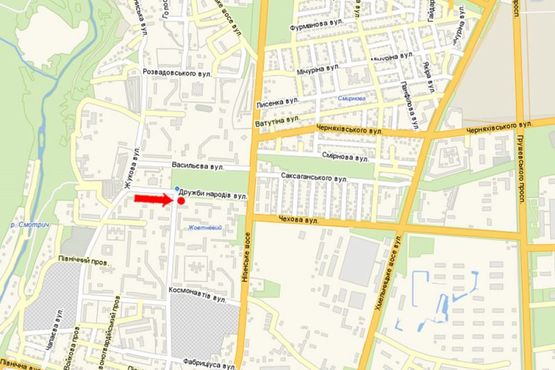 Схема рекламной плоскости по адресу Дружбы Народов ул. / ул. 30-летия Победы, возле рынка